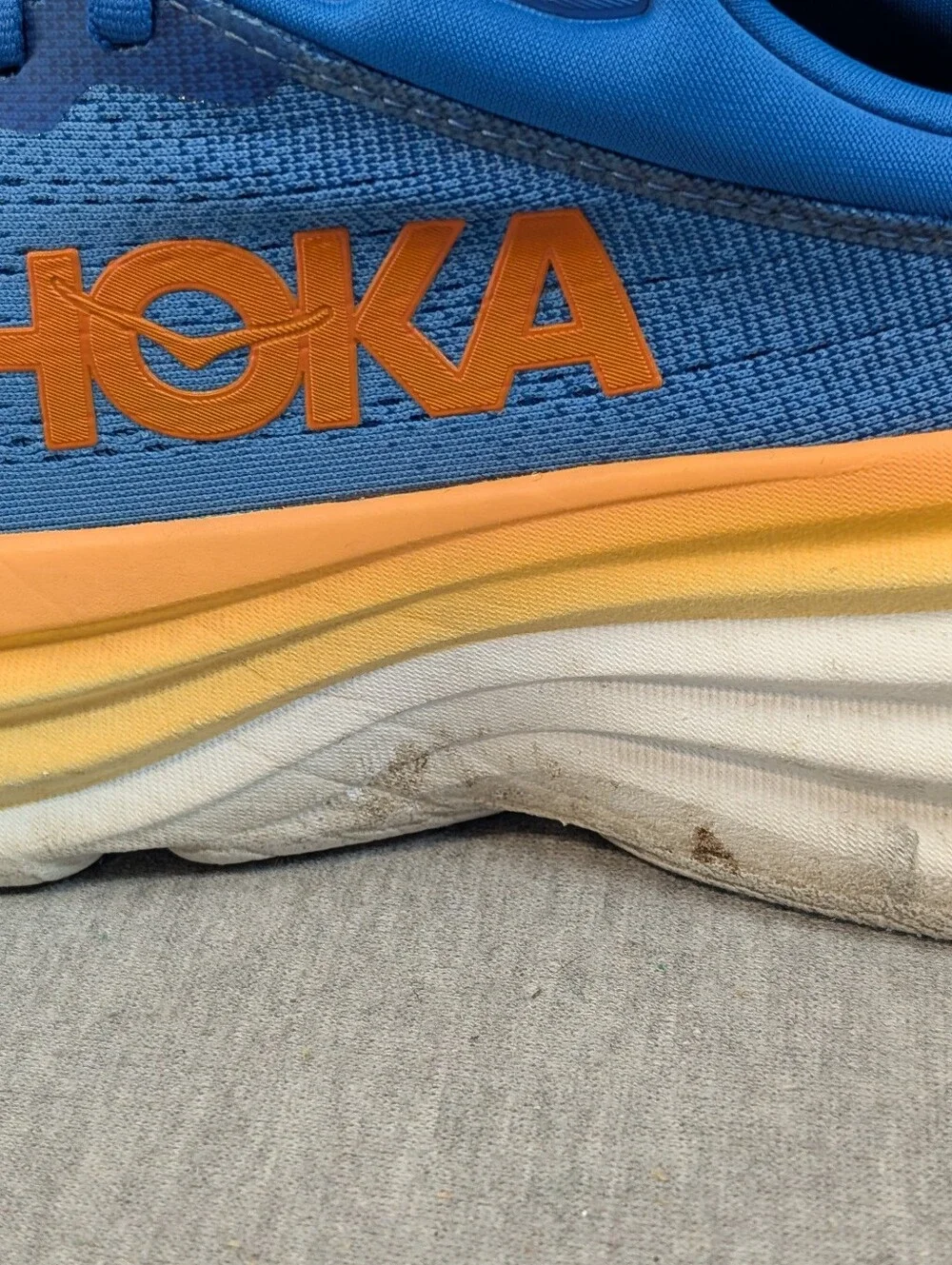 Hoka Bondi 8 Running Shoes Men's 8.5D Blue Orange Sneakers - Picture 3 of 16
